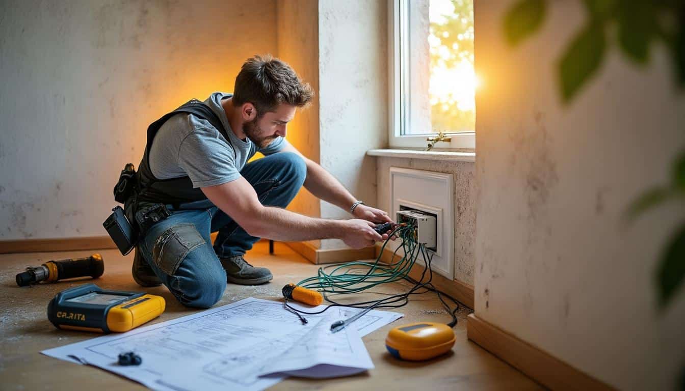 Illustration: Application de la norme NF C 15-100 à la gaine électrique en maison